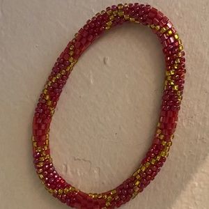 Red & gold woven bracelet